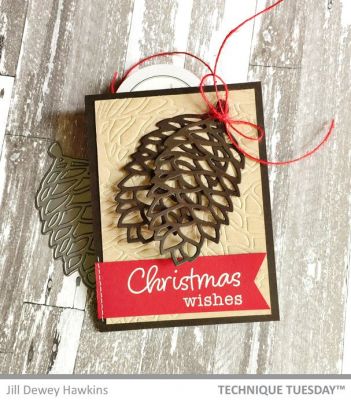Kwan Crafts Merry Christmas Post Card Pine Cone Plastic Embossing Folders  for Card Making Scrapbooking and Other Paper Crafts,12.4x17.5cm